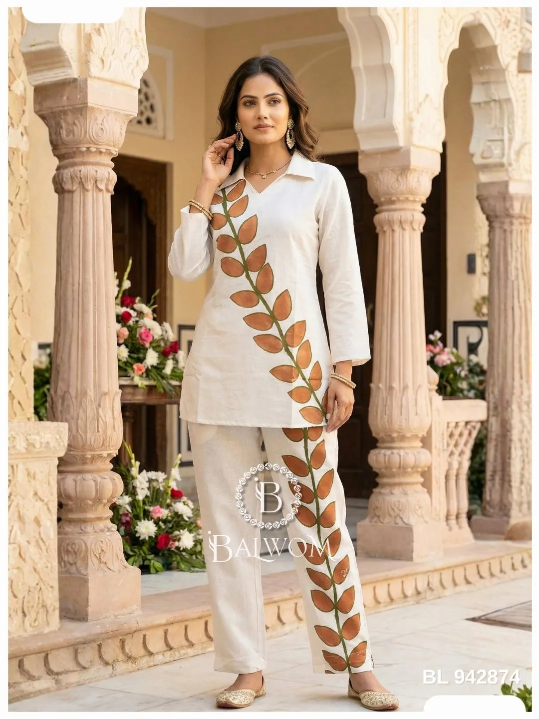 Patti Copper-Leaf Architectural Palazzos & Trousers