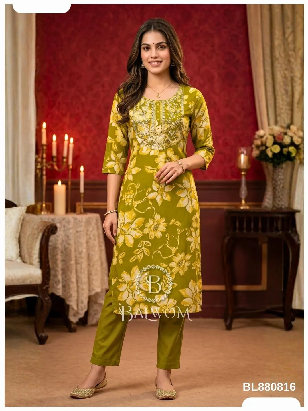 Basanti Sunflower Printed Cotton Kurta