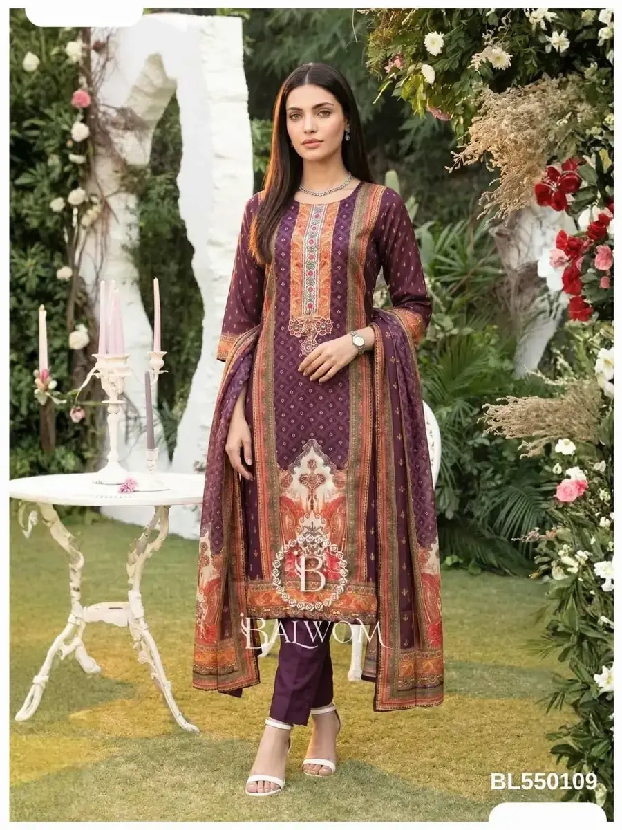 Gul-e-Plum Floral Printed Pashmina Set