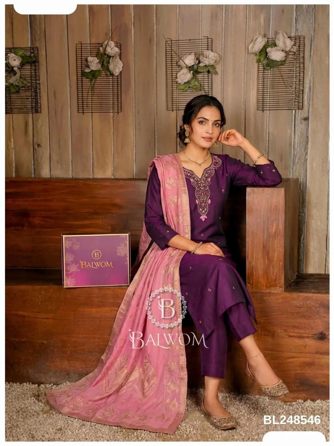 Imperial Wine Silk Kurta & Zari Dupatta Set